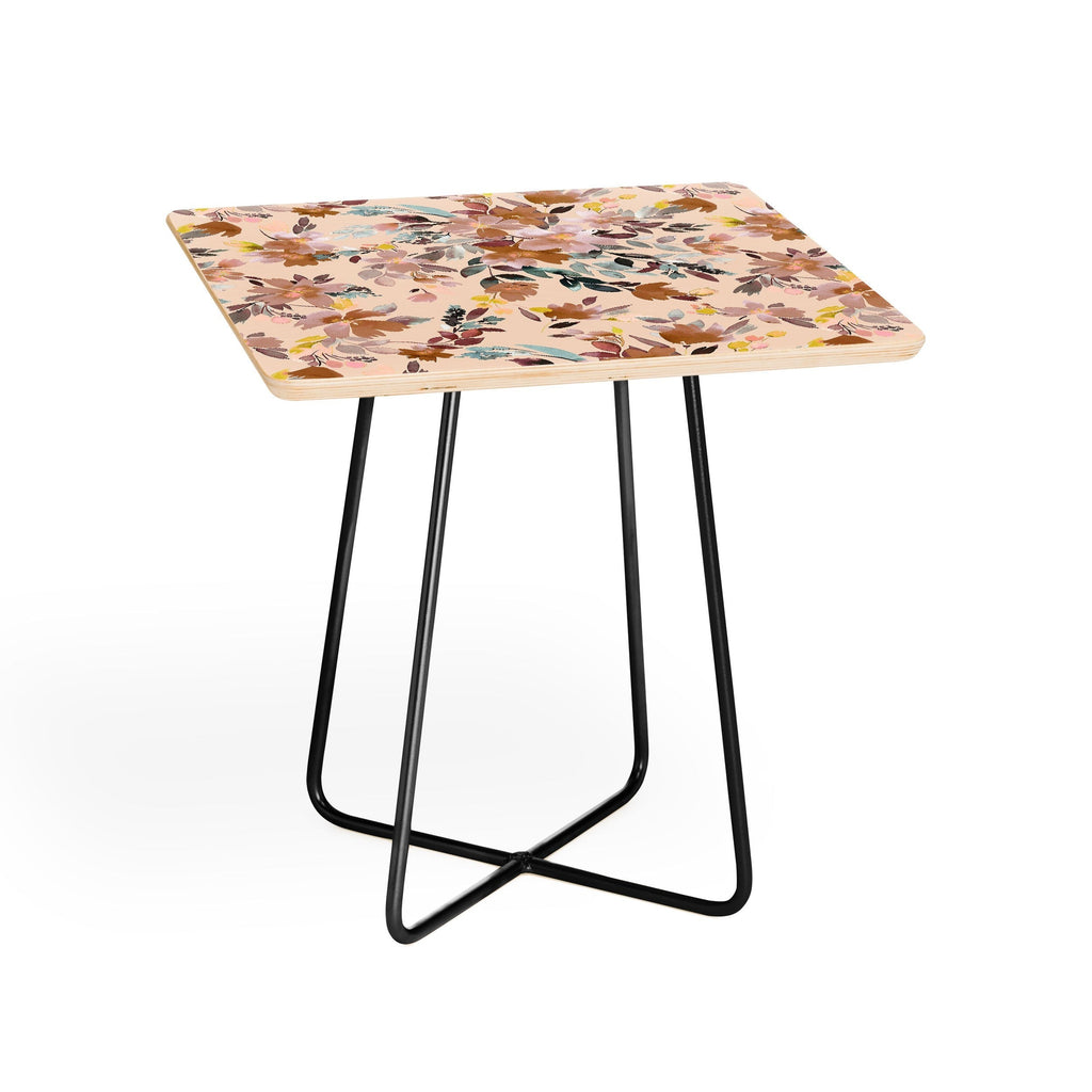 Ninola Design Botanic Retreat Floral Oleander Whimsical Soft Pink Side Table