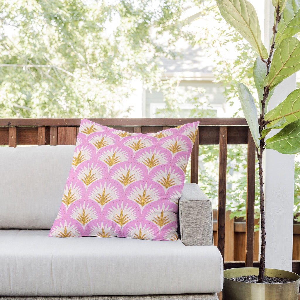 Jennifer Labre Pink Palmetto Outdoor Throw Pillow