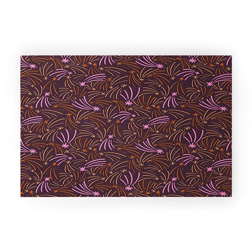 Little Om Pattern Shooting Stars plum Welcome Mat