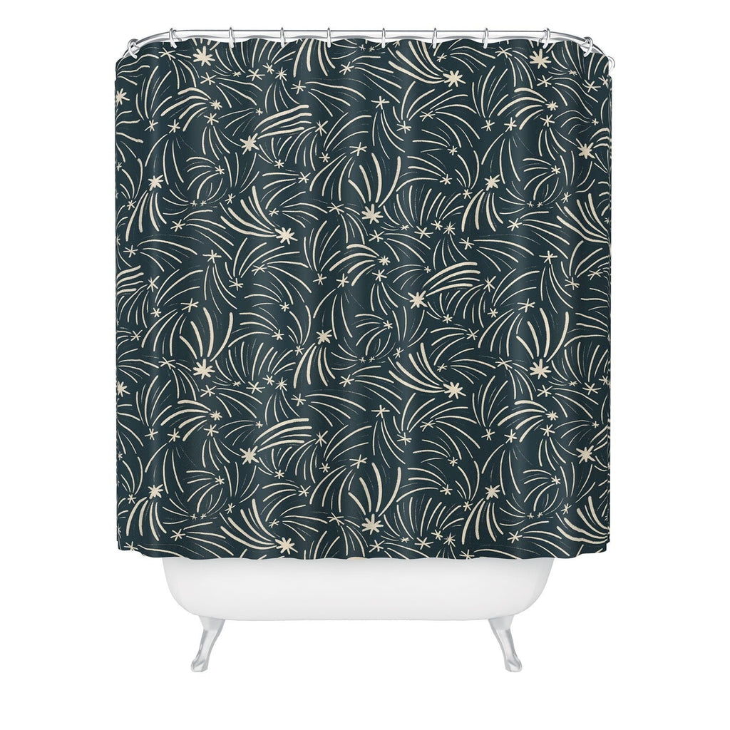 Little Om Pattern Shooting Stars blue Shower Curtain