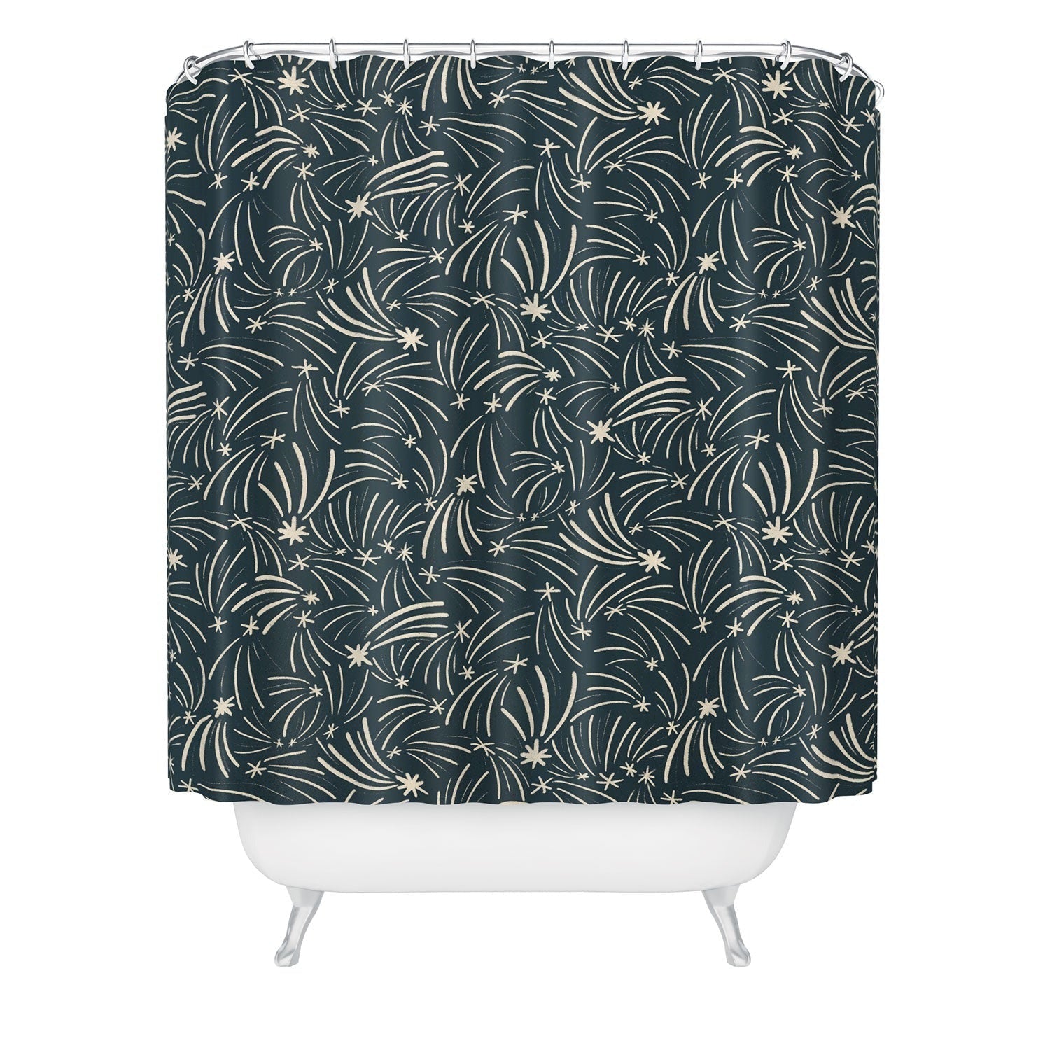 Little Om Pattern Shooting Stars blue Shower Curtain
