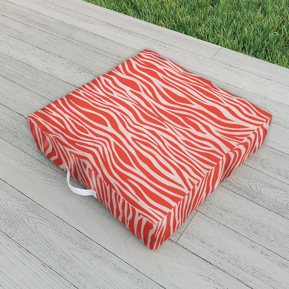 Avenie BR Red Zebra Stripe Outdoor Floor Cushion