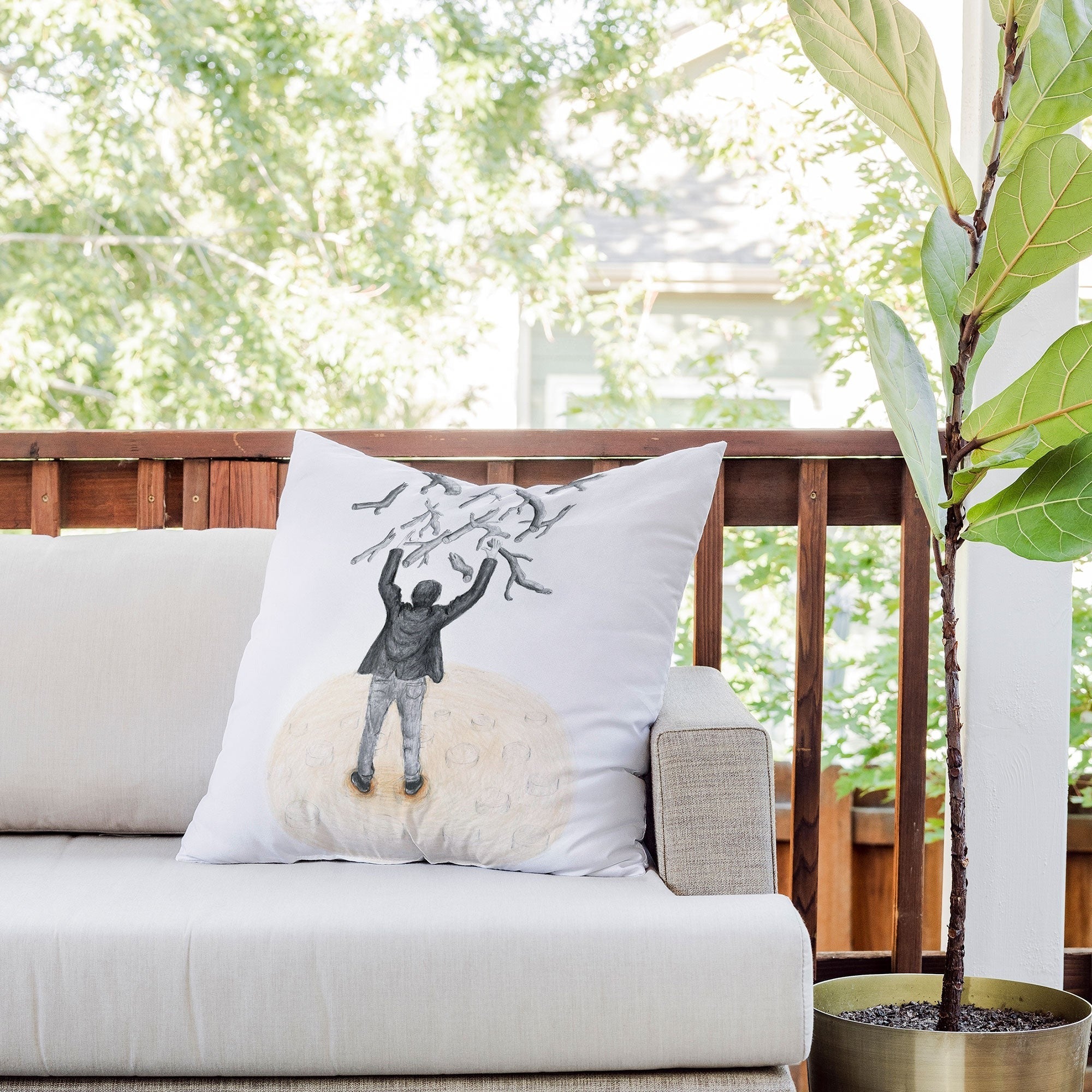 Coco de Paris Wood in the sky Outdoor Throw Pillow