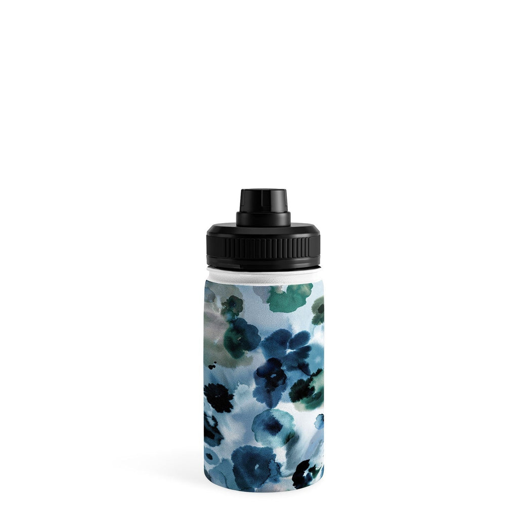 Ninola Design Botanic Retreat Ombre Abstract Watercolor Flowers Blue Navy Water Bottle