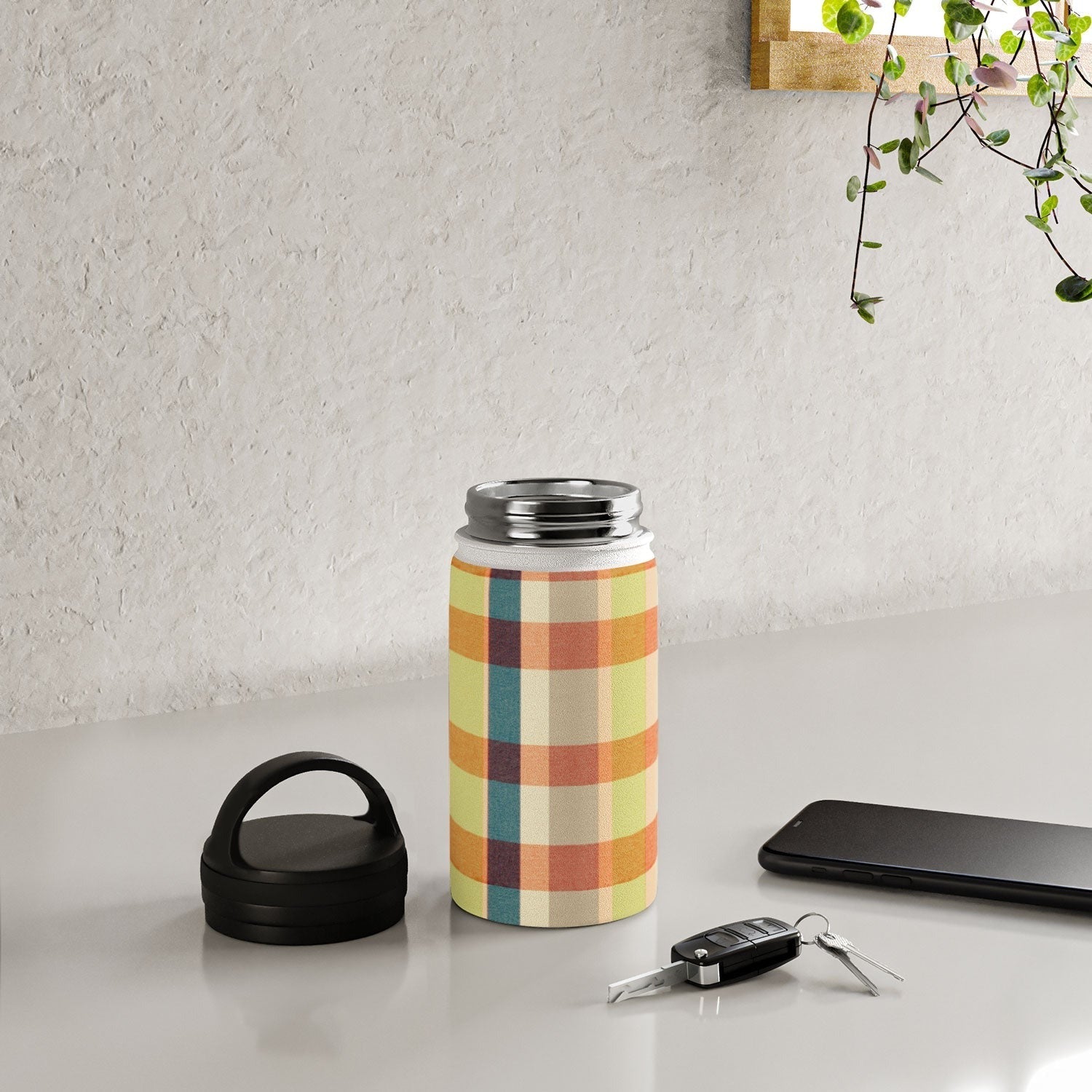 Marta Barragan Camarasa Retro Picnic Plaid Warm Tones Water Bottle