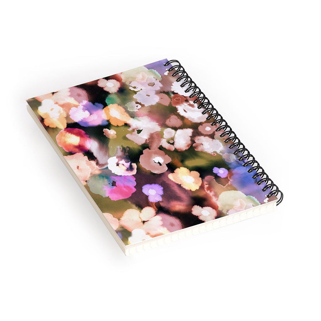 Ninola Design Botanic Retreat Ombre Abstract Watercolor Flowers Pink gold Spiral Notebook