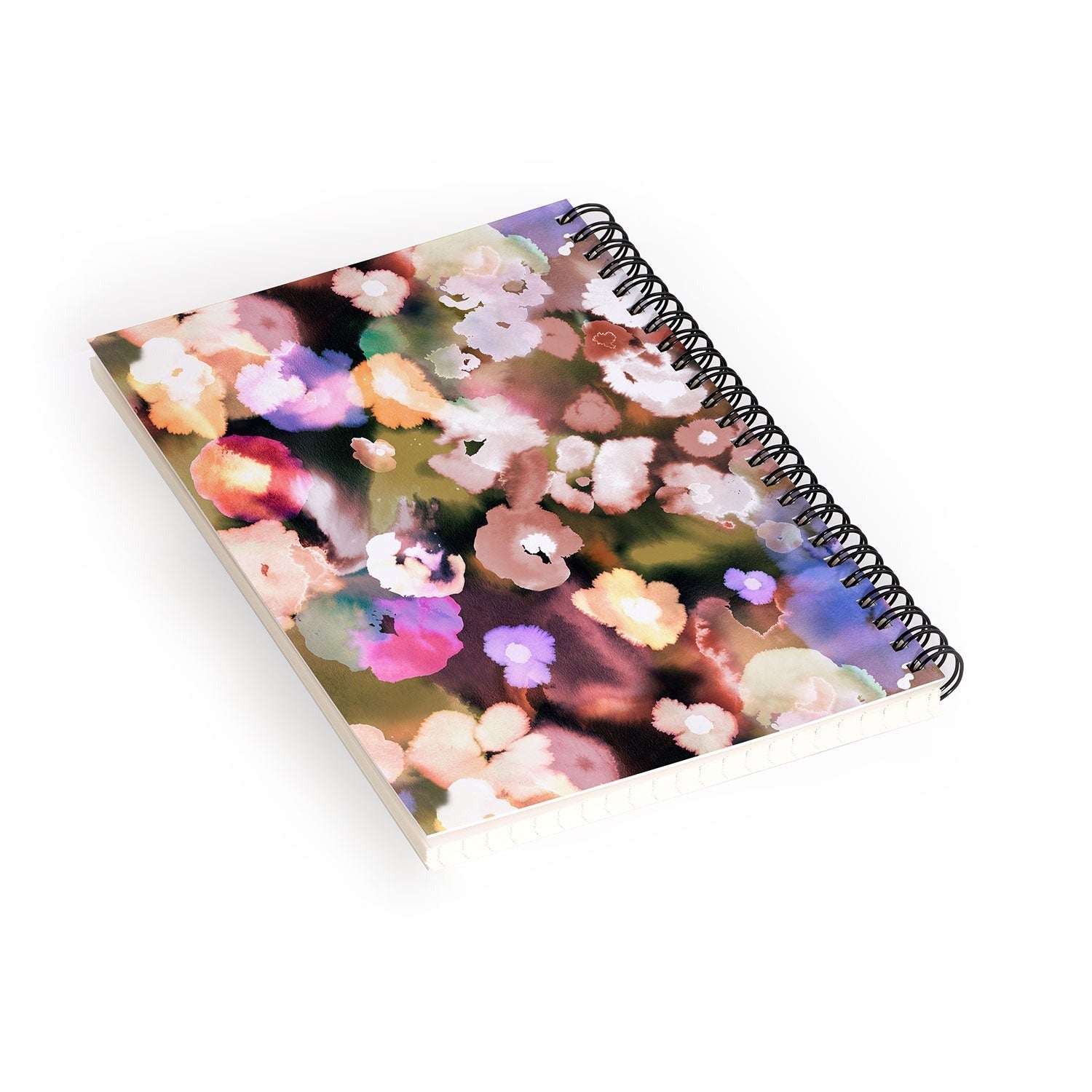 Ninola Design Botanic Retreat Ombre Abstract Watercolor Flowers Pink gold Spiral Notebook