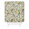 Ninola Design Botanic Retreat Tropical Jungle Leaves Botanical Green Orange Shower Curtain