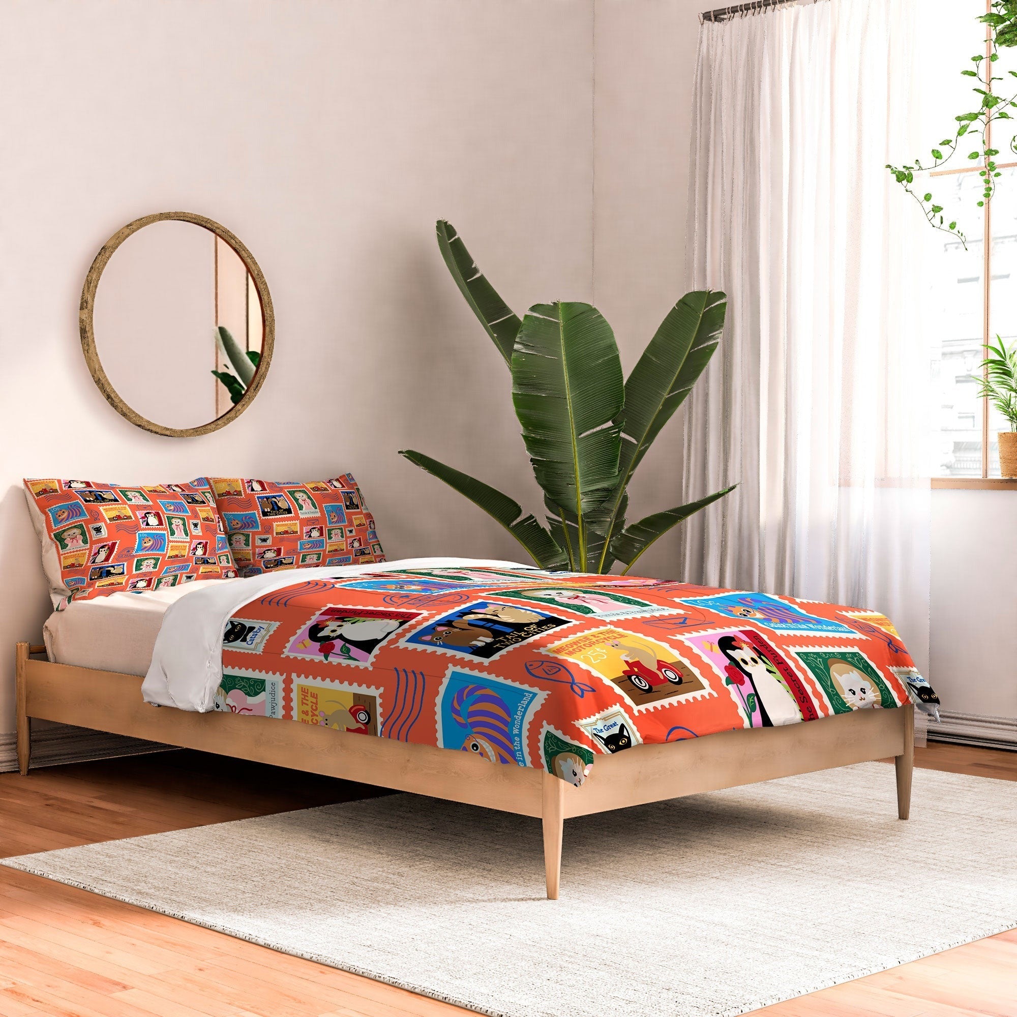 Design by Spark Classic Book Cat Stamps Comforter