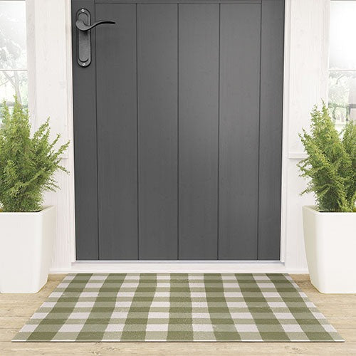 Menina Lisboa Rustic Green Plaid Welcome Mat
