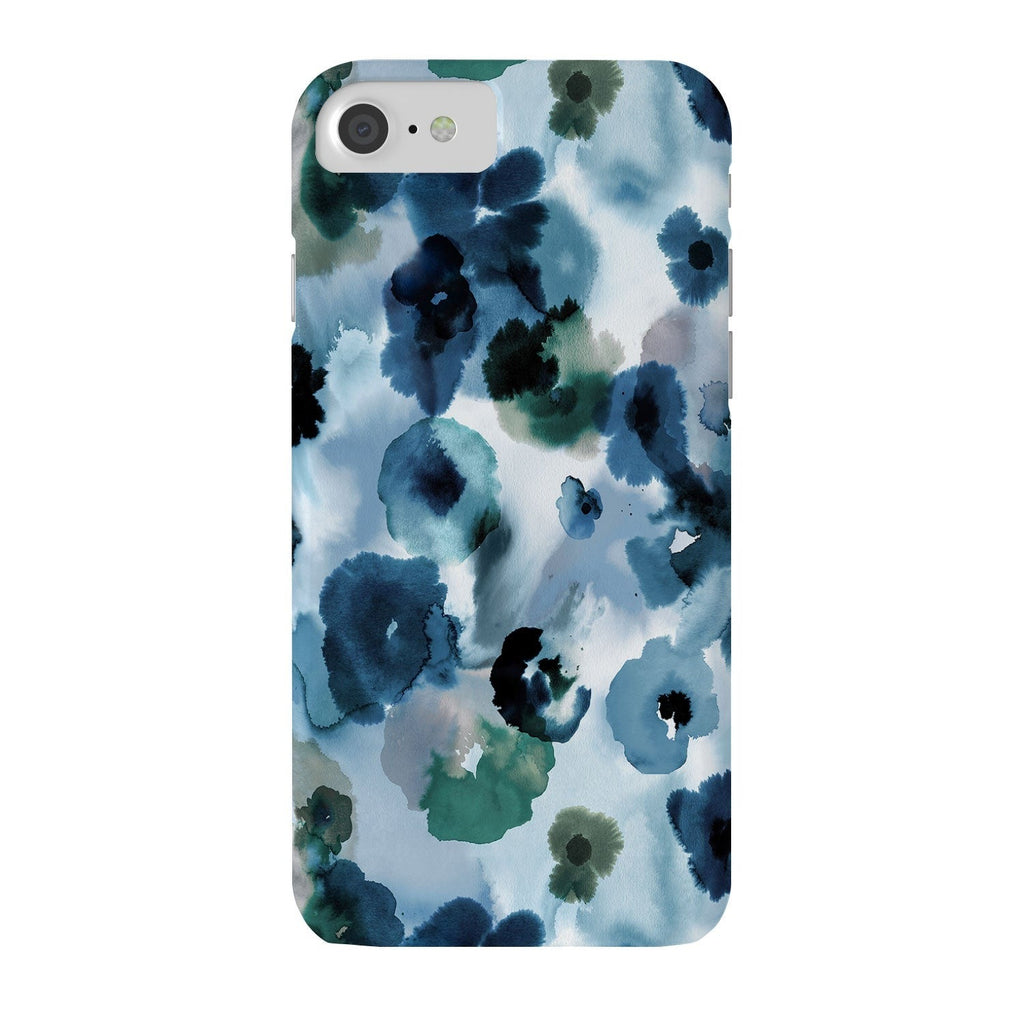 Ninola Design Botanic Retreat Ombre Abstract Watercolor Flowers Blue Navy Phone Case