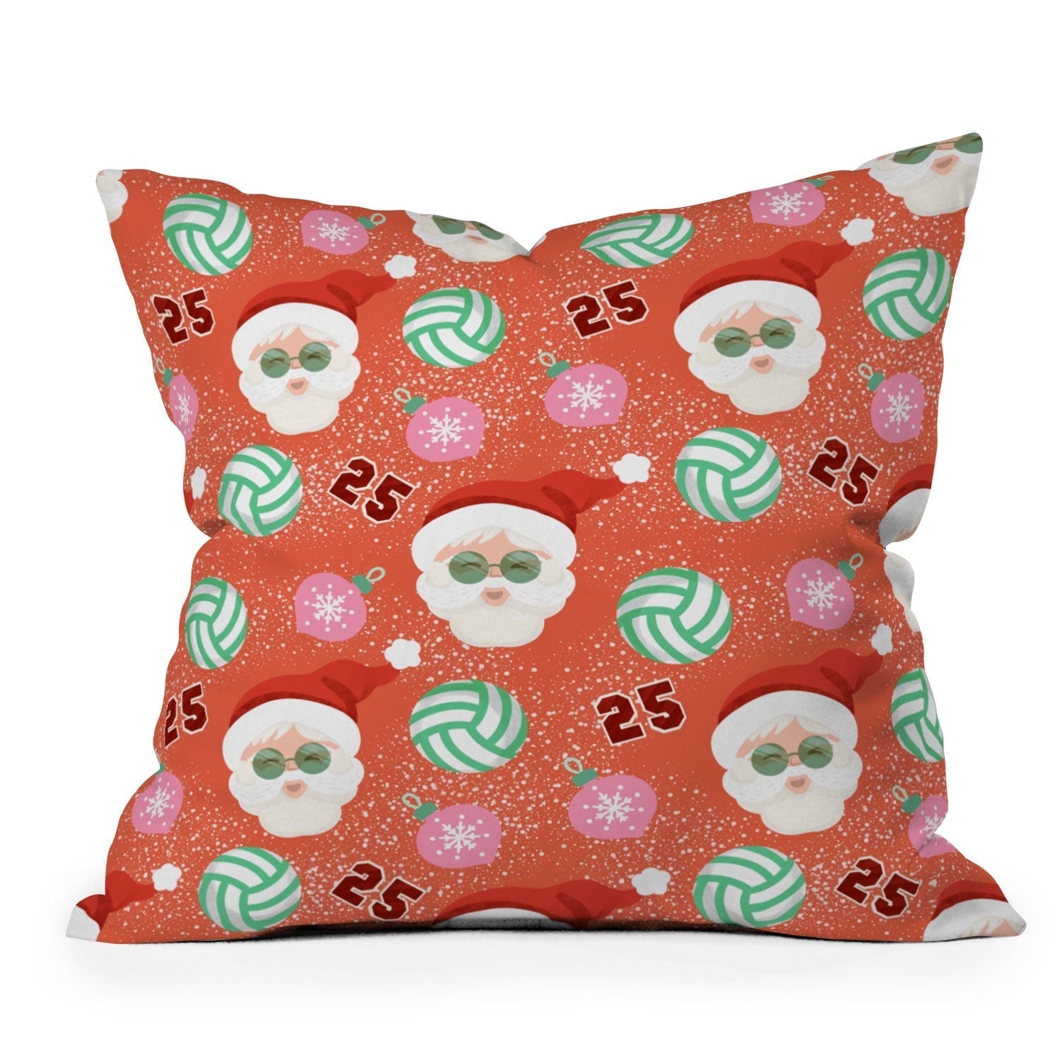 Design by Spark Sporty Volleyball Santa Outdoor Throw Pillow