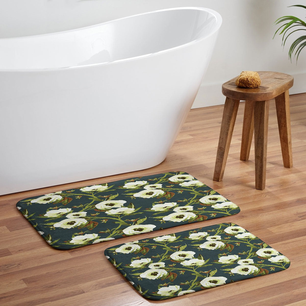 ThirtyOne Illustrations Circa in Olive Memory Foam Bath Mat