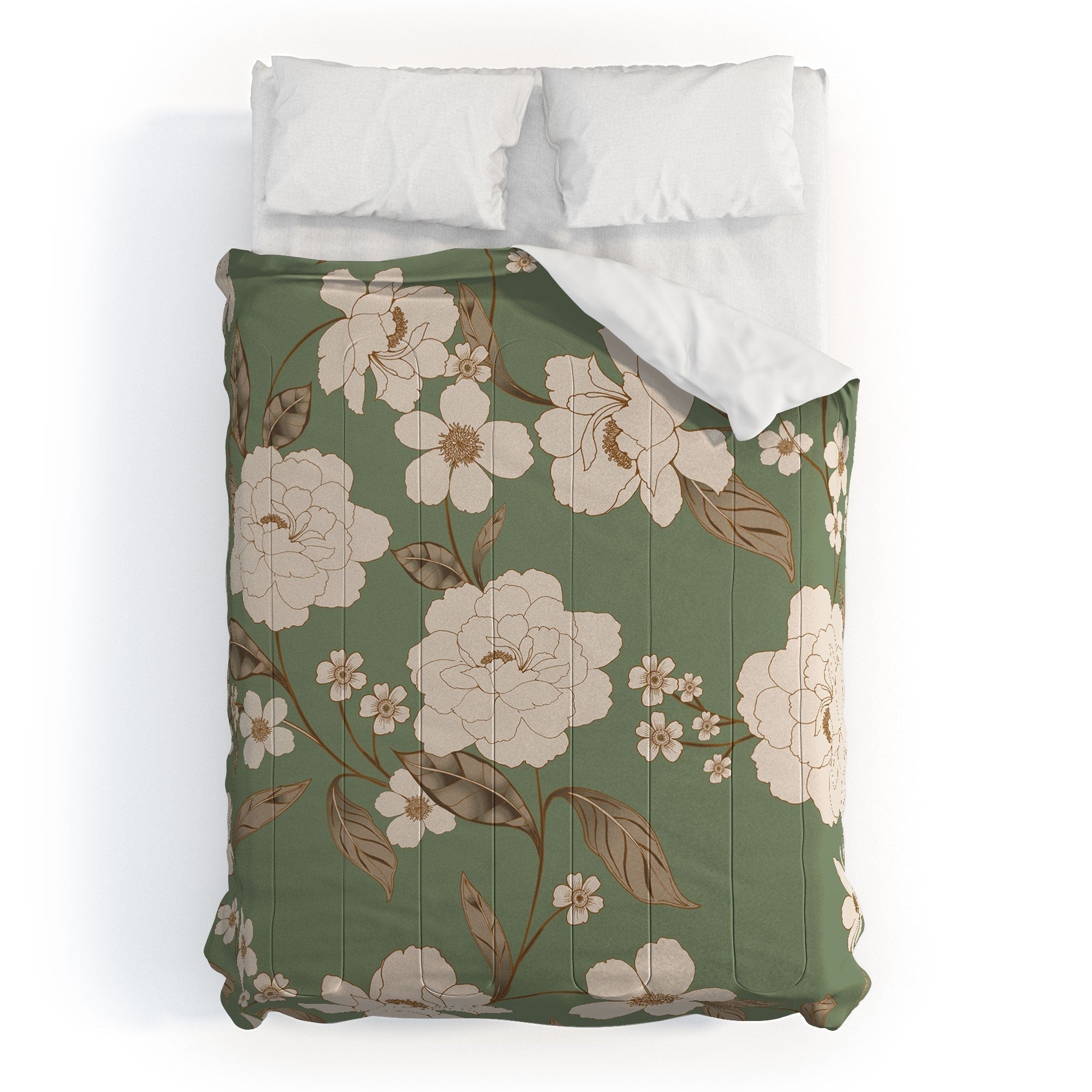 Gabriela Fuente Olive Floral Roberta Comforter