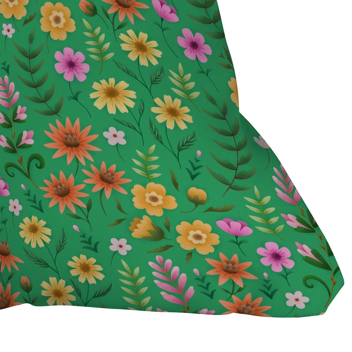 Pimlada Phuapradit Ditsy Spring Floral Green Outdoor Throw Pillow
