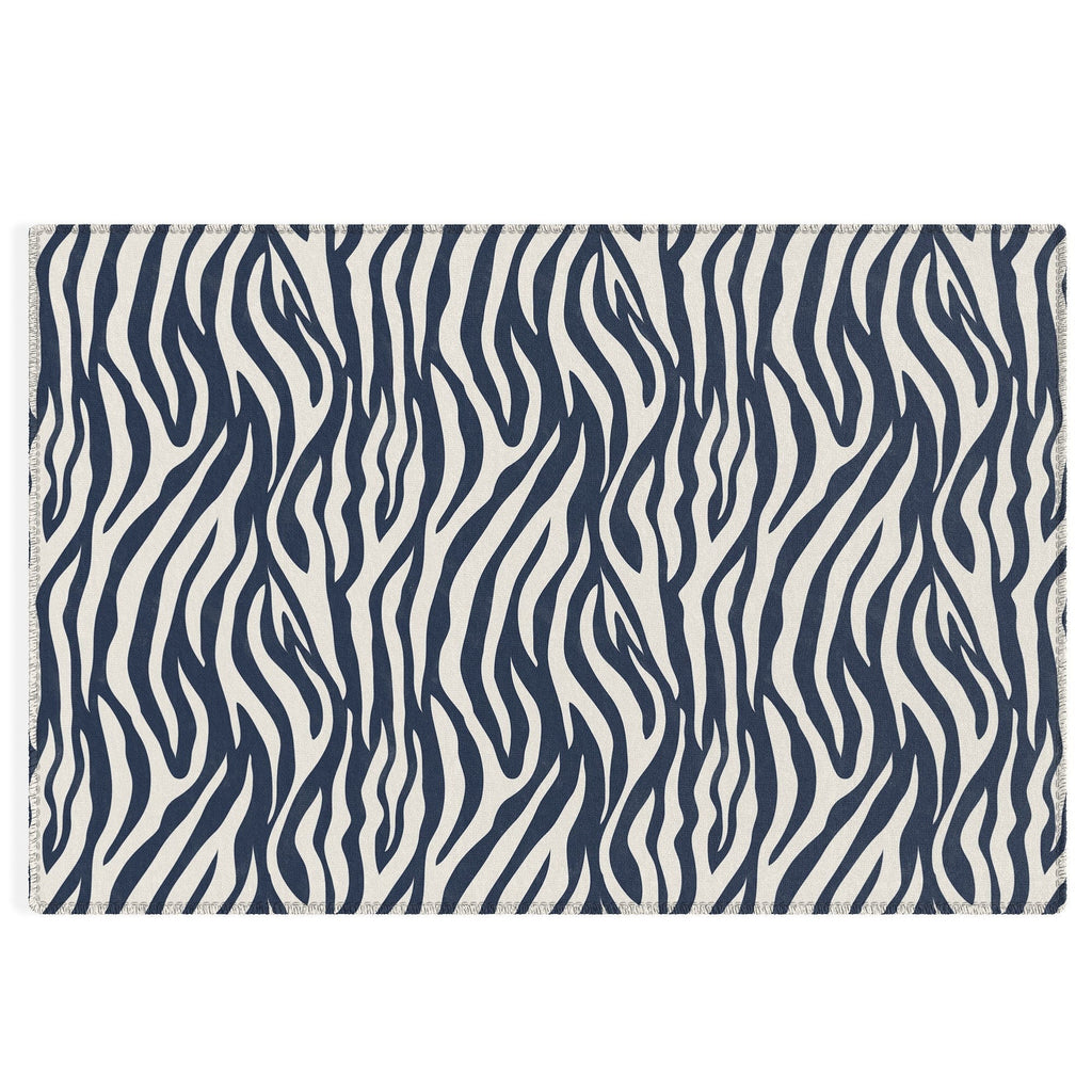 Avenie BR Navy Tiger Stripes Outdoor Rug