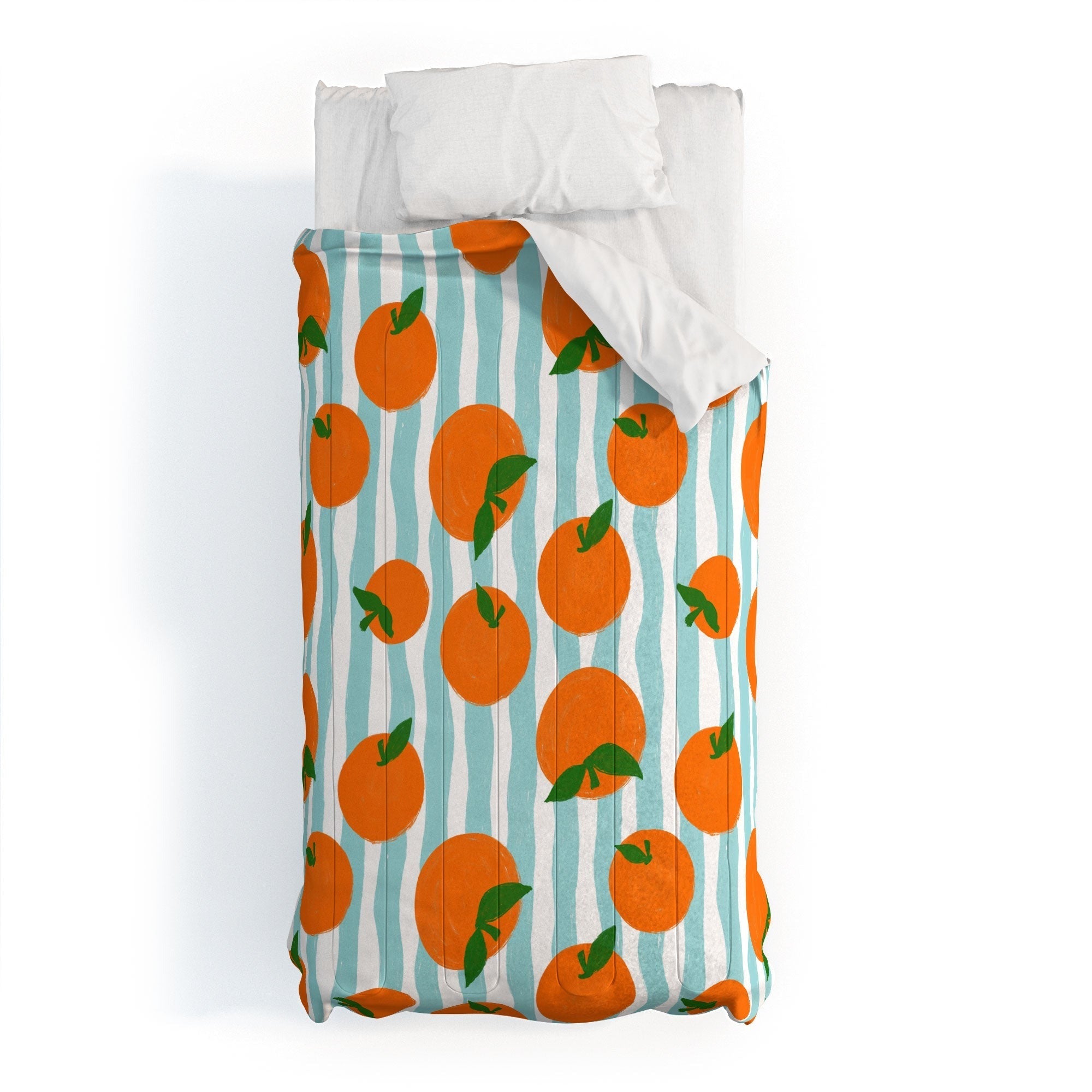 Design by Spark Zesty Oranges and Stripes Comforter