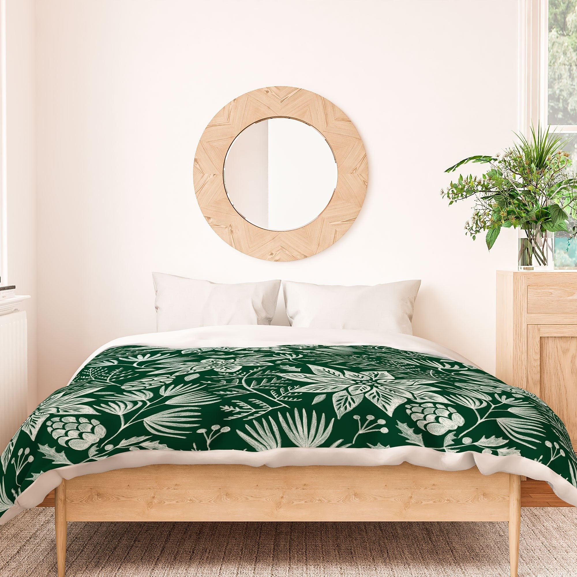 Pimlada Phuapradit Christmas Poinsettia Duvet Cover