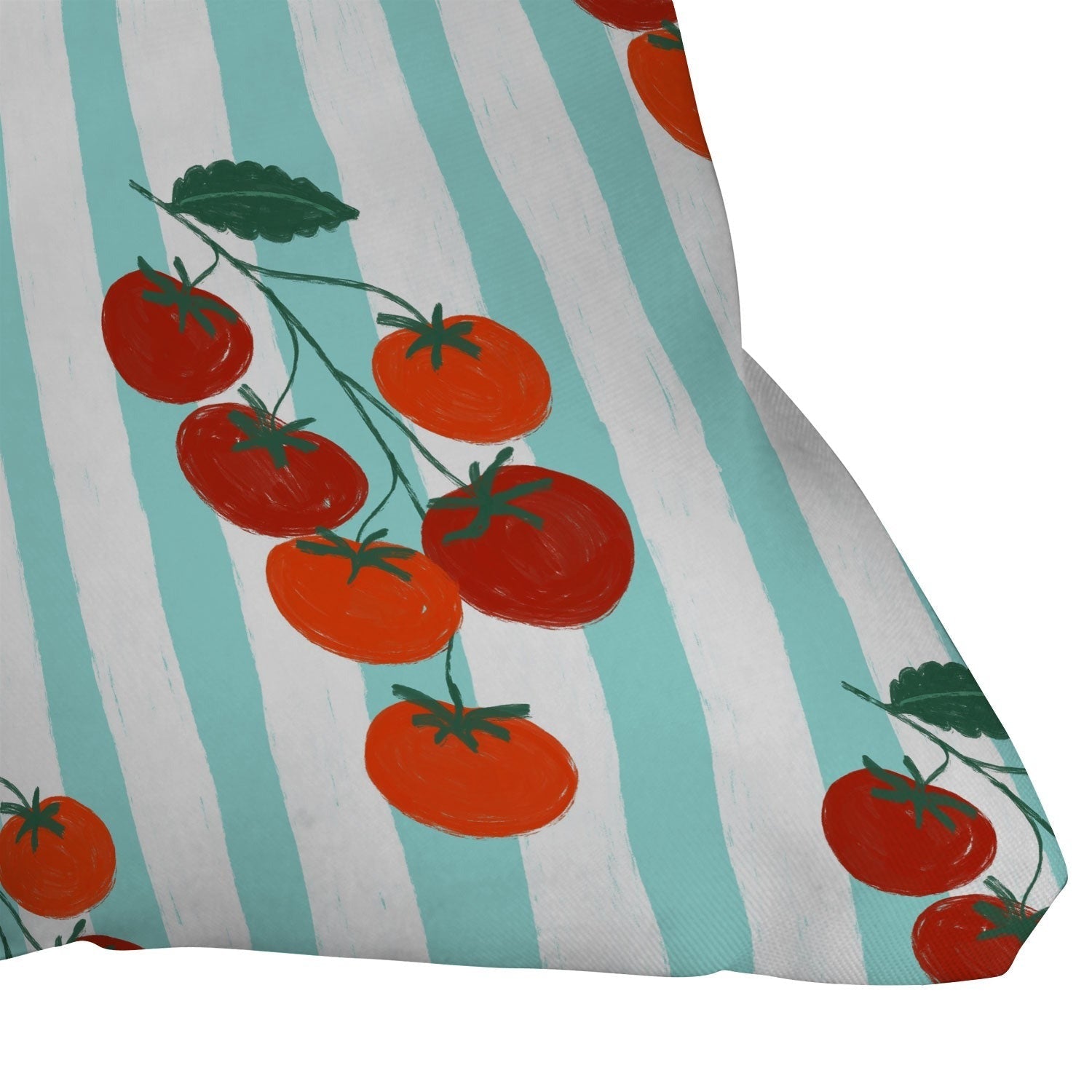 Design by Spark Zesty Tomatoes and Stripes Outdoor Throw Pillow