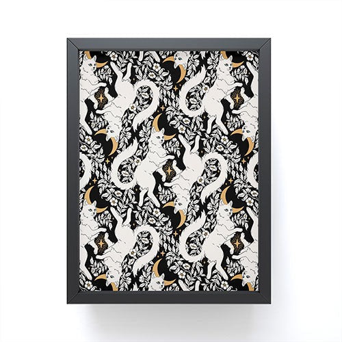 Avenie Celestial Cats Gold Framed Mini Art Print