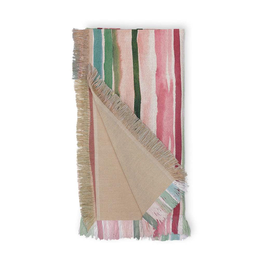 Ninola Design Botanic Retreat Watercolor Stripes Green Orange Red Throw Blanket