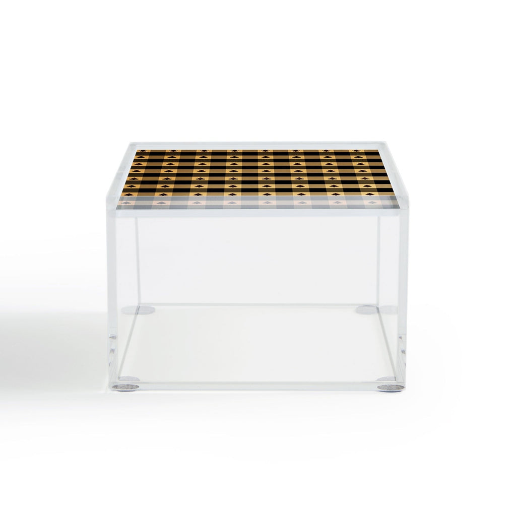 Design by Spark Black Gold Tree Tree Gingham Acrylic Box