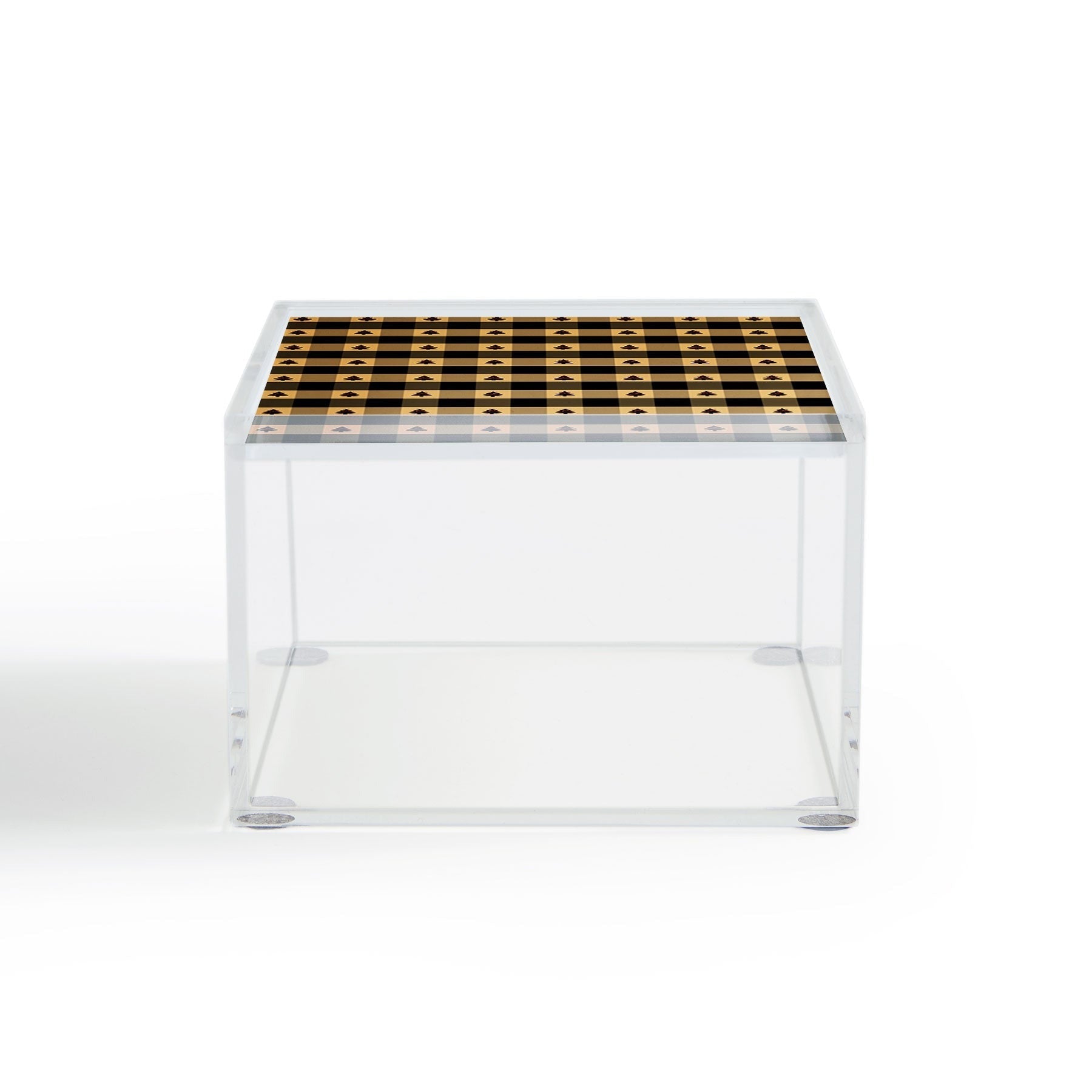 Design by Spark Black Gold Tree Tree Gingham Acrylic Box