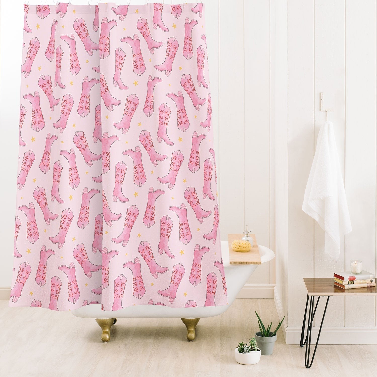 Love_Ryming Stars and Boots Shower Curtain