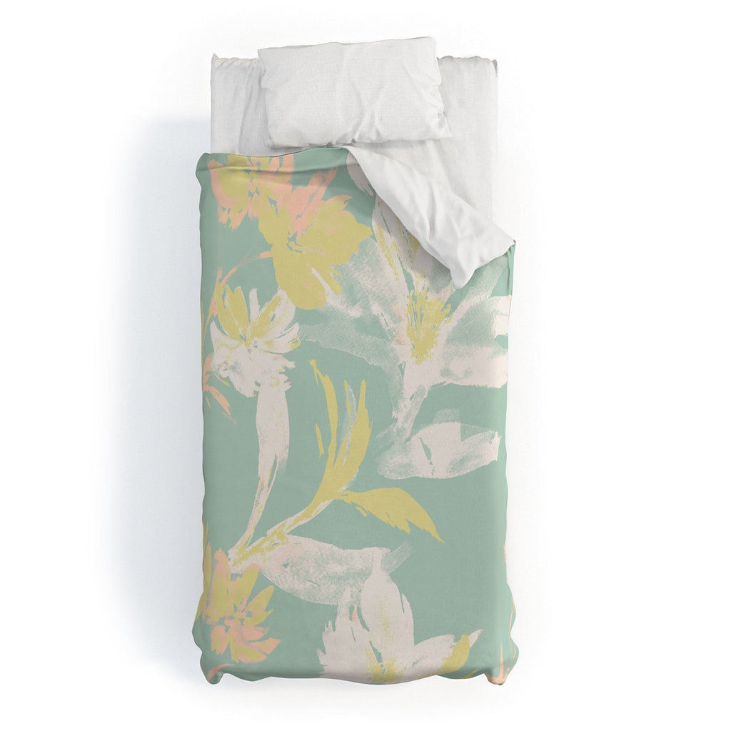 Gabriela Fuente Emma Floral Mint Duvet Cover