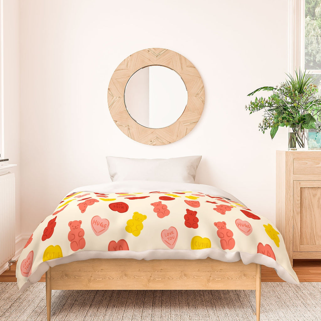 Design by Spark Gummy Bears and Candy Hearts Valentines Duvet Cover