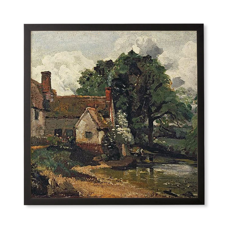 Viktorius Art Vintage painting of a house Framed Wall Art