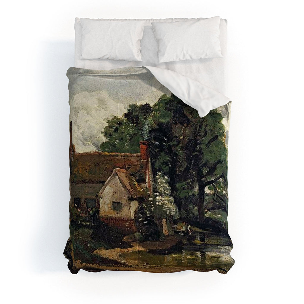 Viktorius Art Vintage painting of a house Comforter