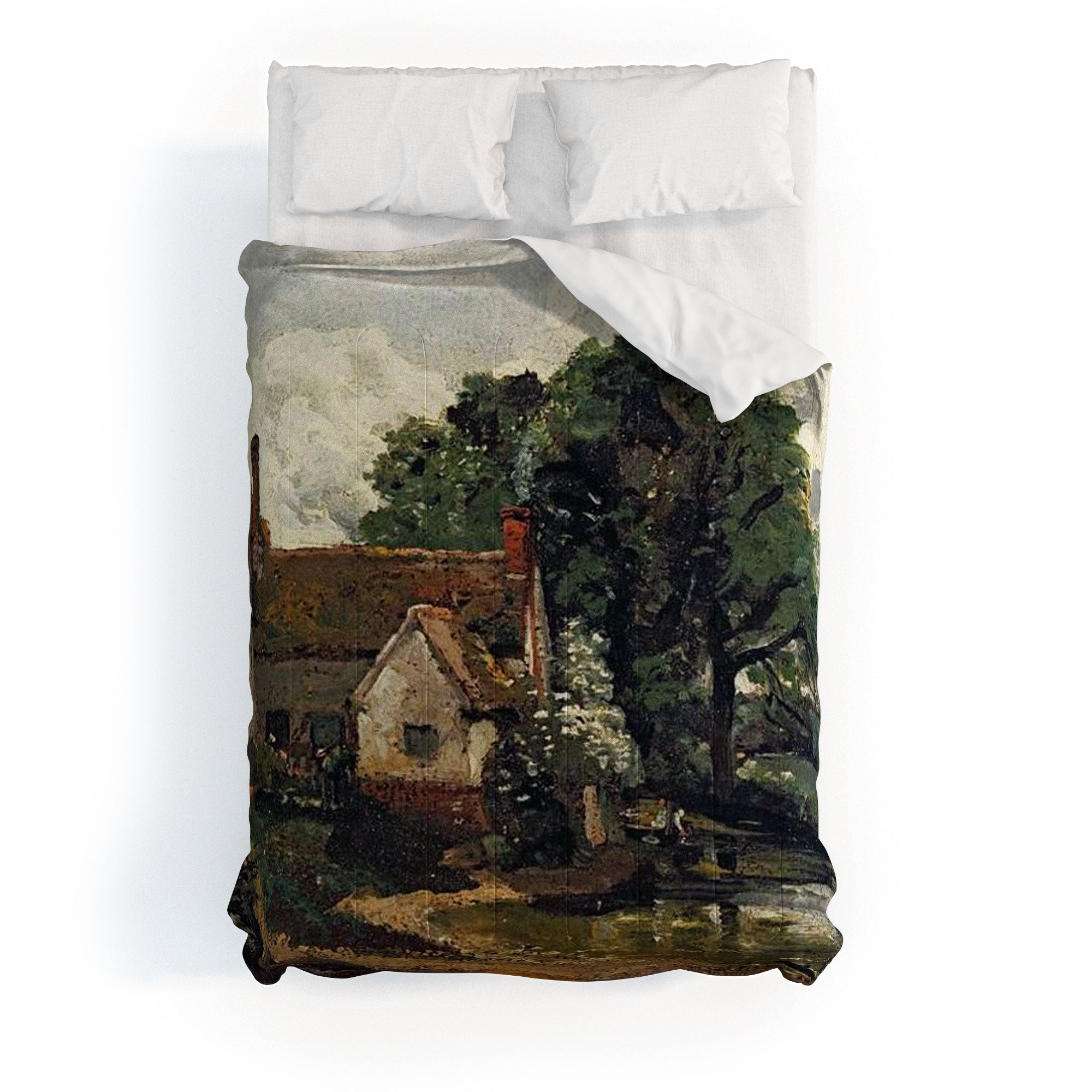Viktorius Art Vintage painting of a house Comforter