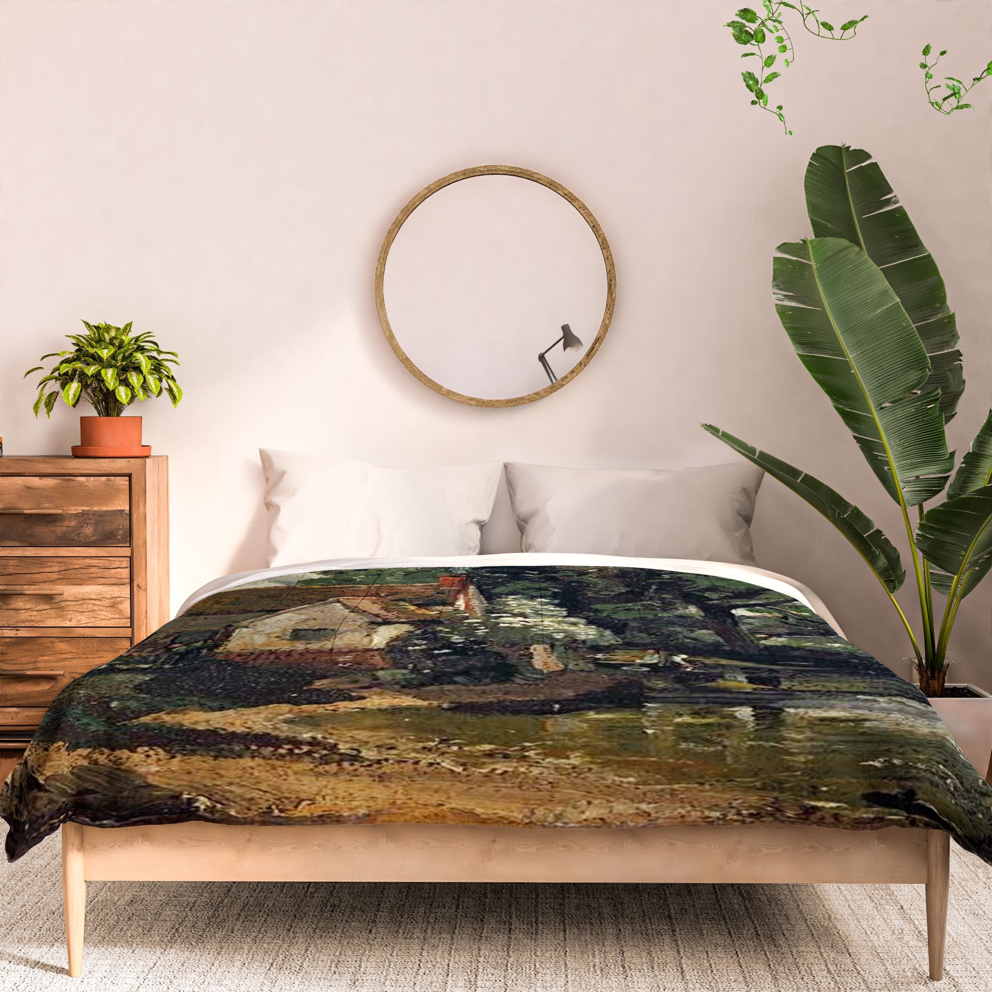 Viktorius Art Vintage painting of a house Comforter