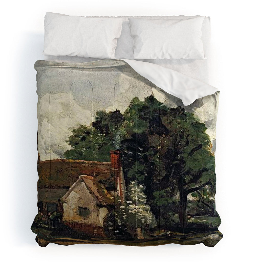 Viktorius Art Vintage painting of a house Comforter