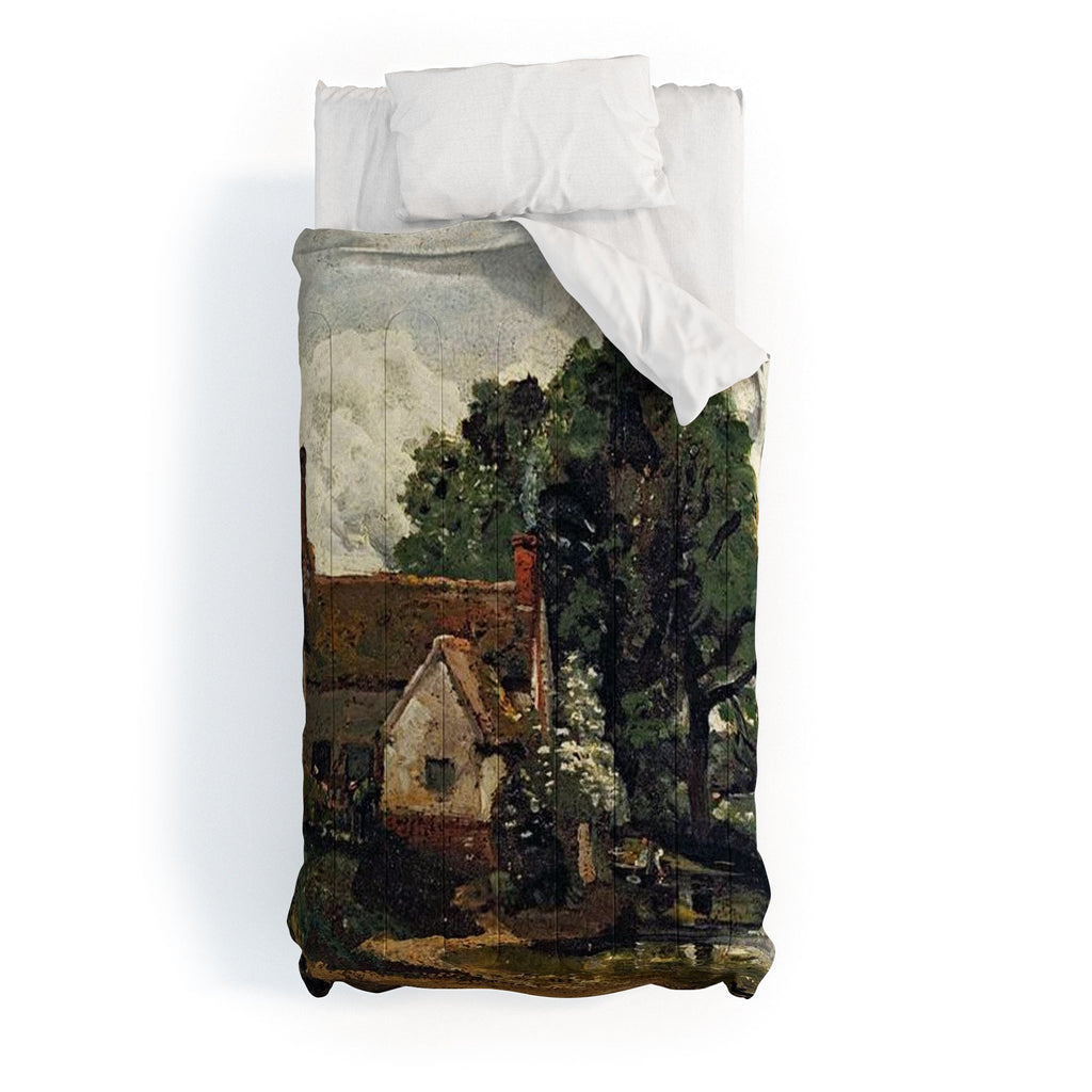 Viktorius Art Vintage painting of a house Comforter