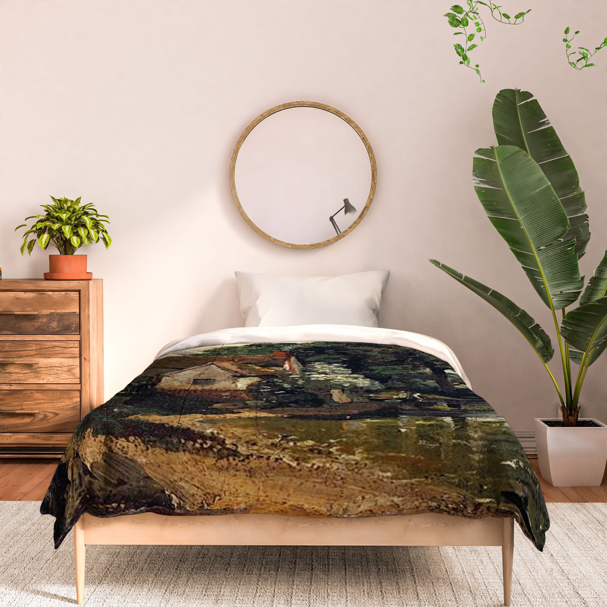 Viktorius Art Vintage painting of a house Comforter