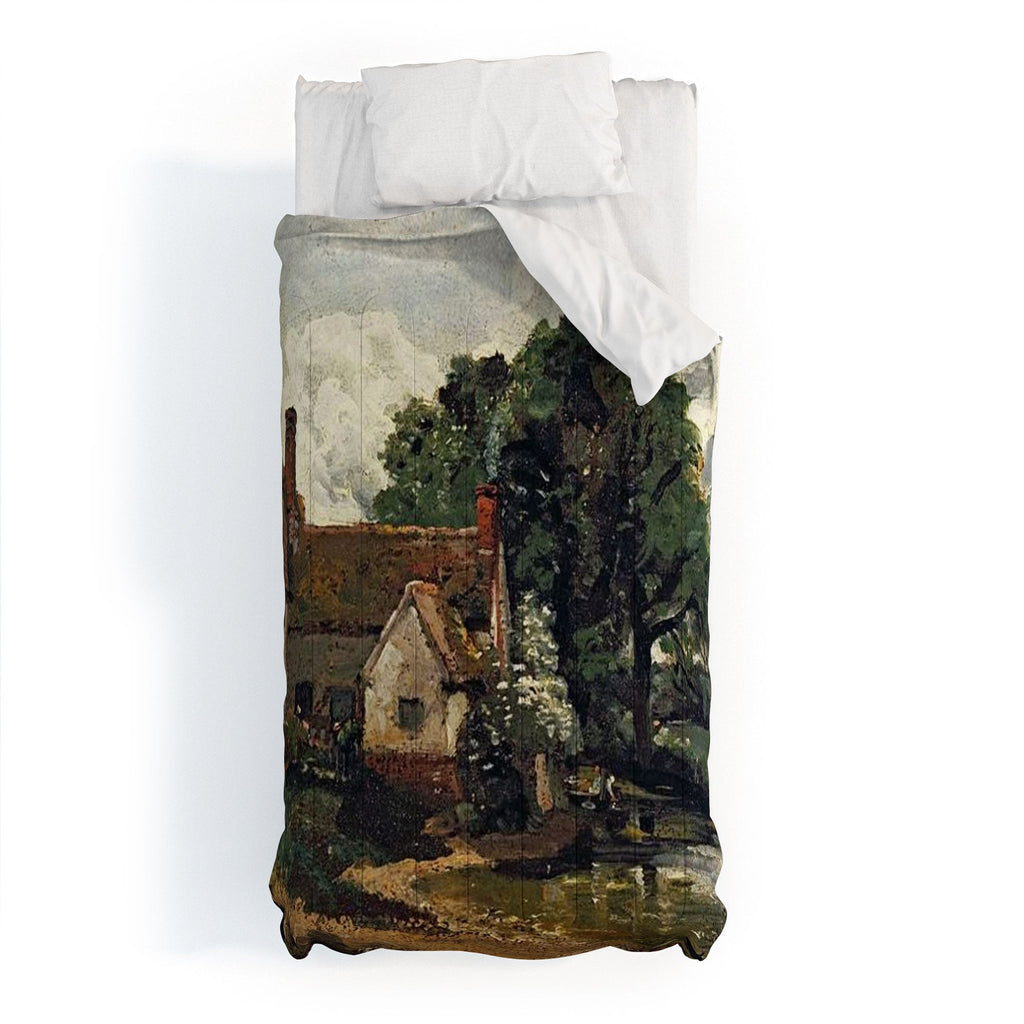 Viktorius Art Vintage painting of a house Comforter