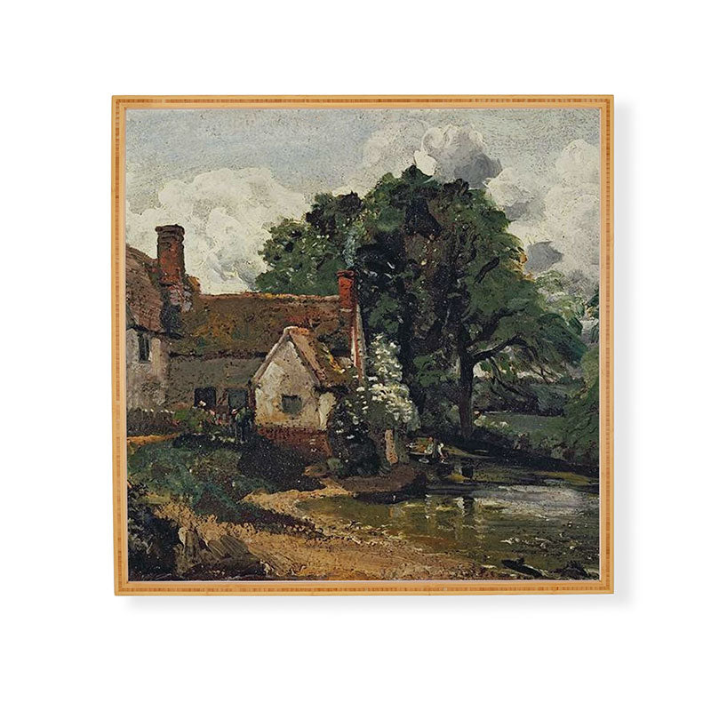Viktorius Art Vintage painting of a house Framed Wall Art