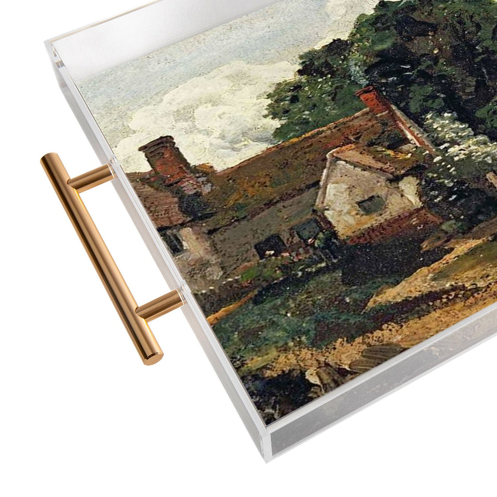 Viktorius Art Vintage painting of a house Acrylic Tray