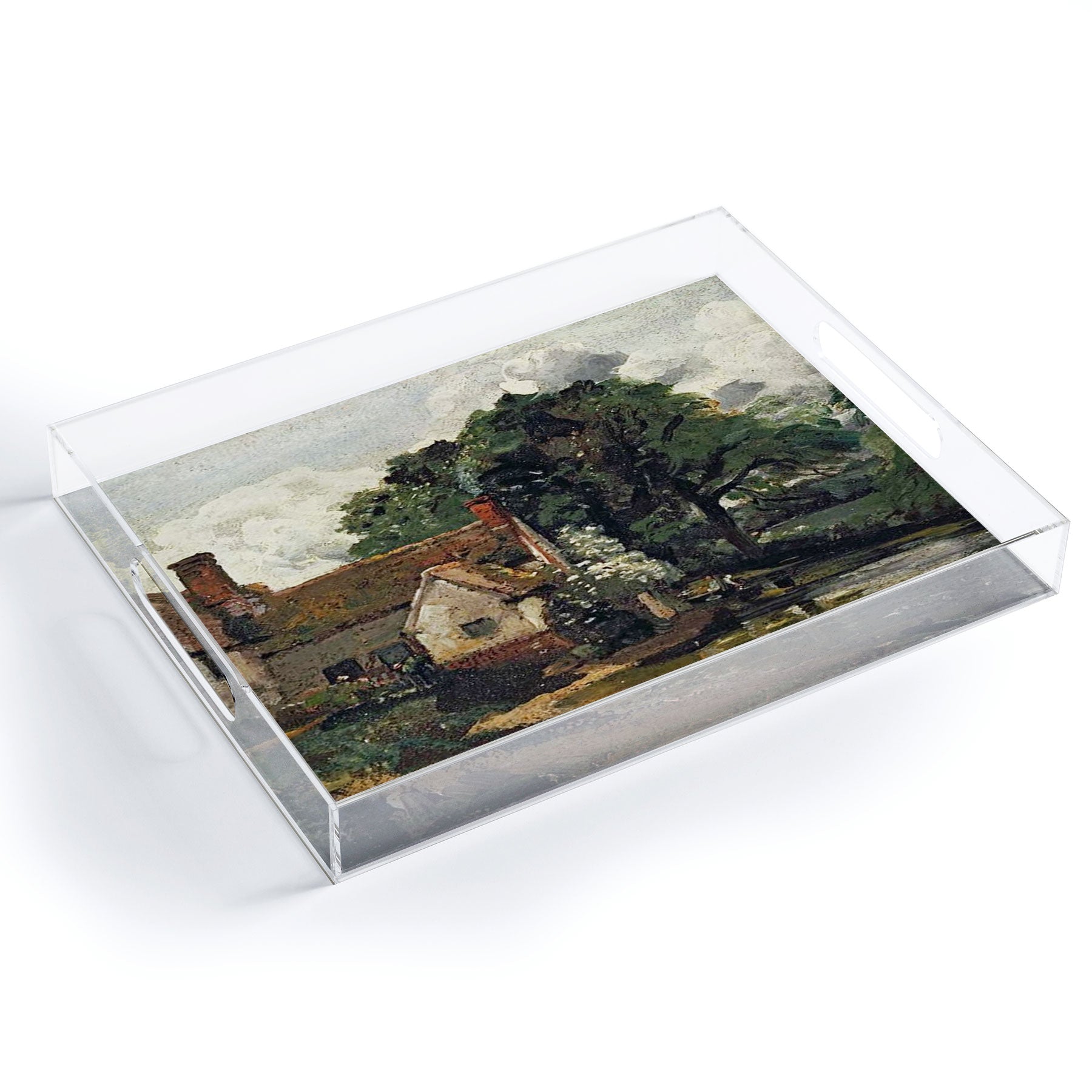 Viktorius Art Vintage painting of a house Acrylic Tray