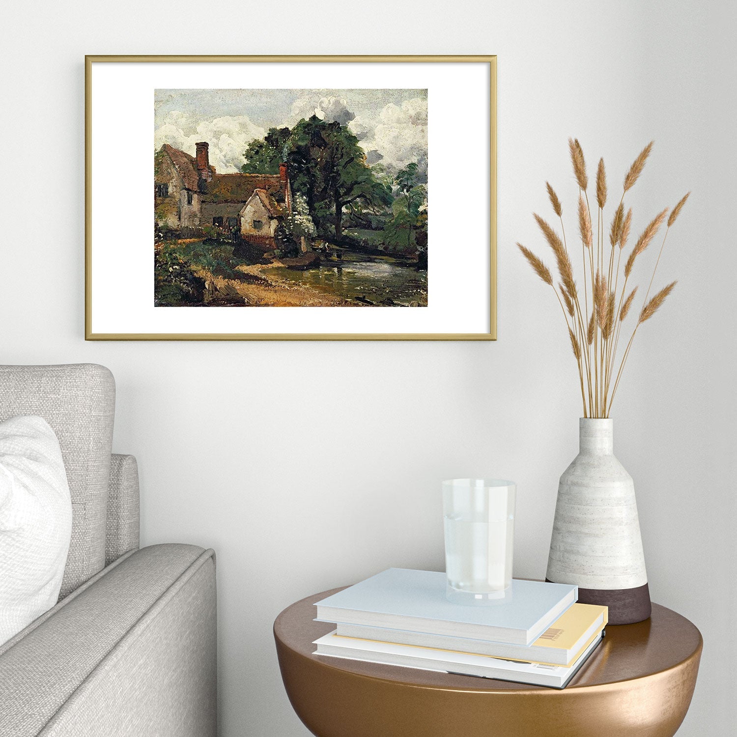 Viktorius Art Vintage painting of a house Metal Framed Art Print