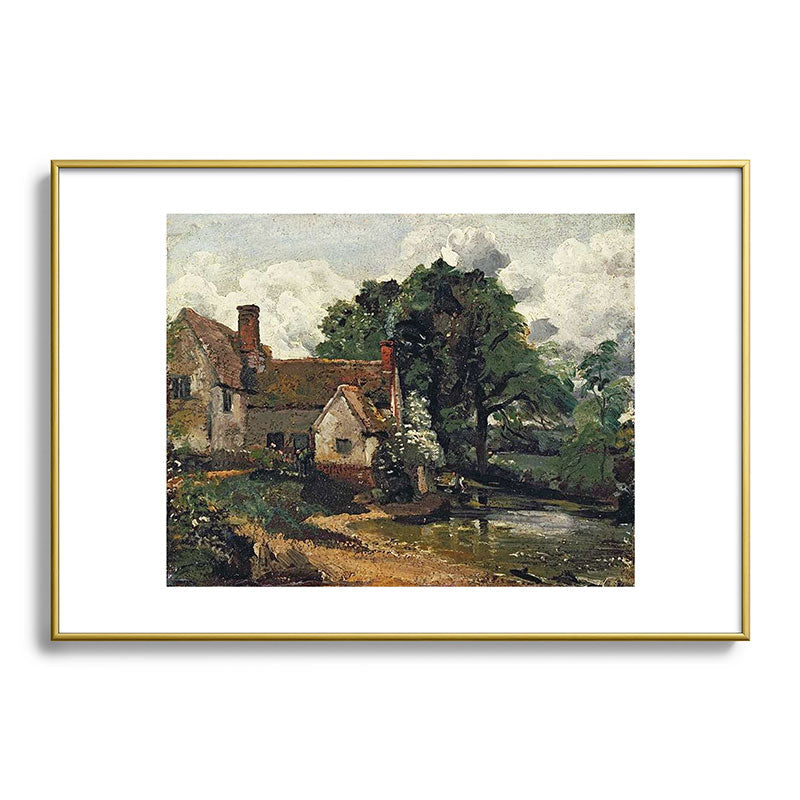 Viktorius Art Vintage painting of a house Metal Framed Art Print