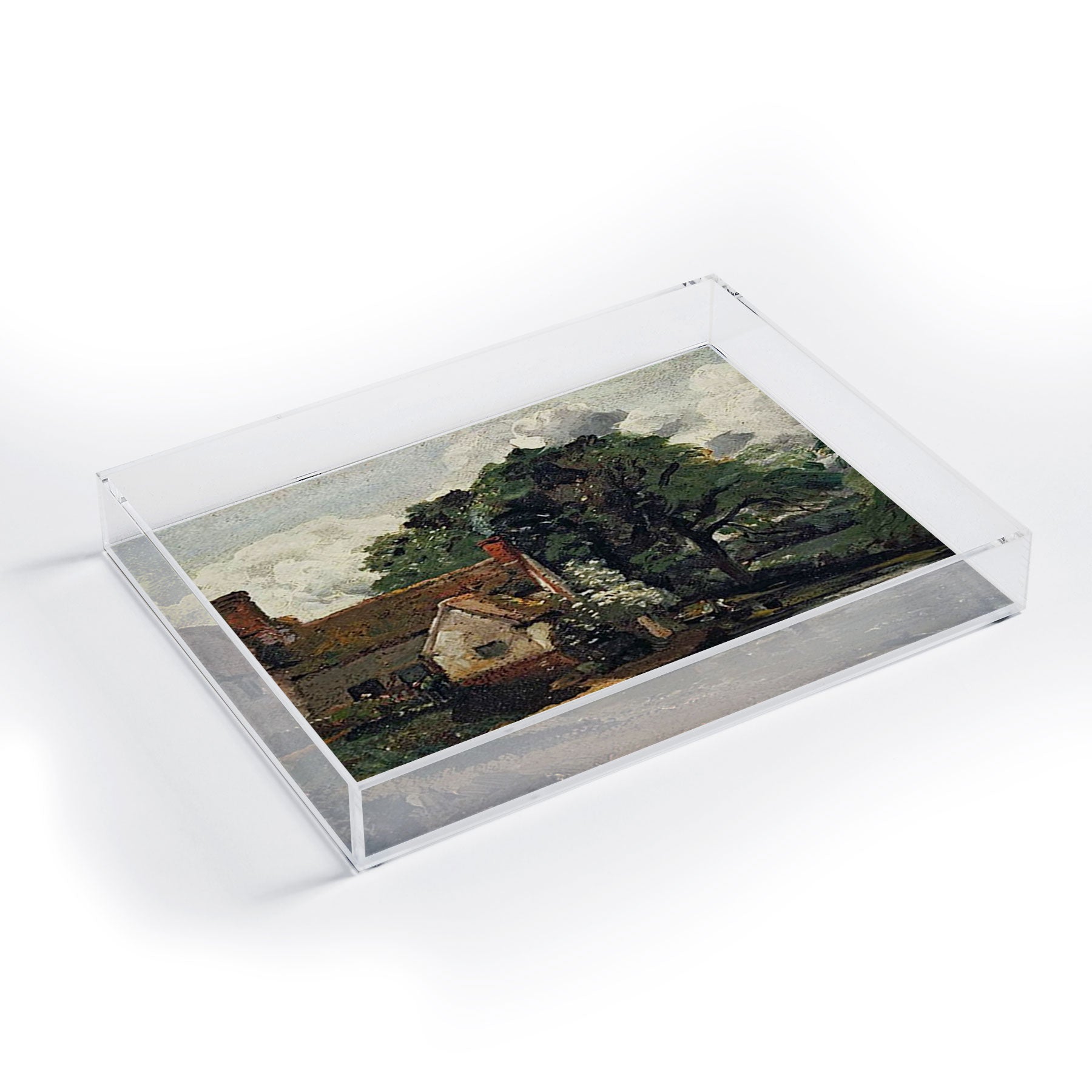 Viktorius Art Vintage painting of a house Acrylic Tray