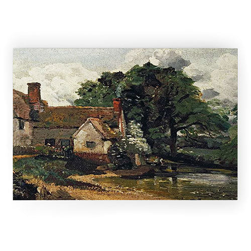 Viktorius Art Vintage painting of a house Welcome Mat