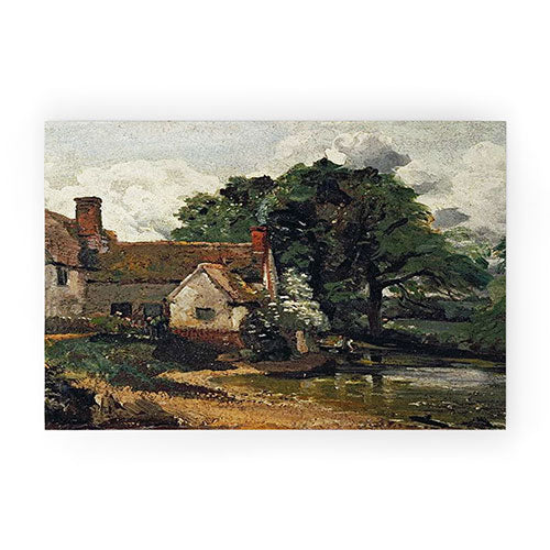 Viktorius Art Vintage painting of a house Welcome Mat