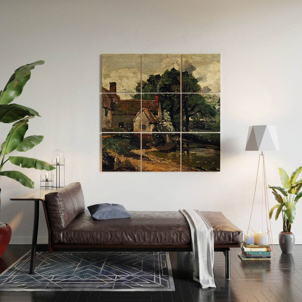 Viktorius Art Vintage painting of a house Wood Wall Mural