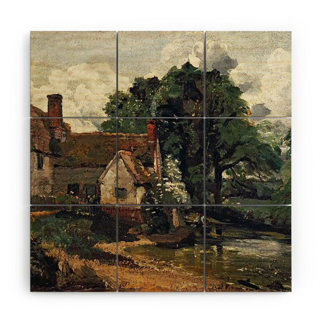 Viktorius Art Vintage painting of a house Wood Wall Mural