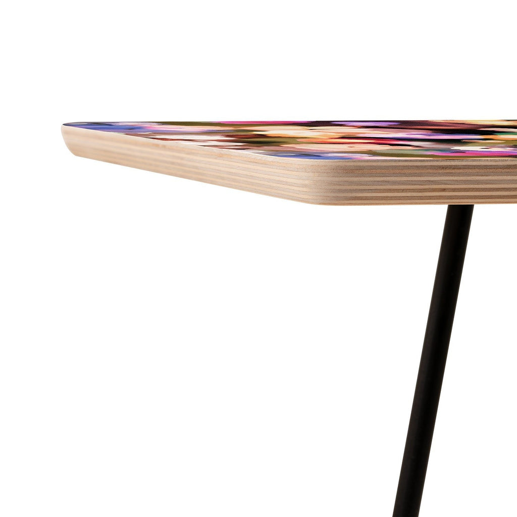 Ninola Design Botanic Retreat Ombre Abstract Watercolor Flowers Pink gold Side Table