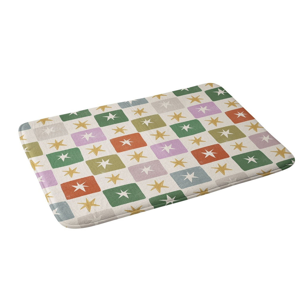 LouBruzzoni Retro Star Block Pattern Memory Foam Bath Mat